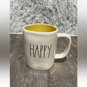 Yellow Rae Dunn HAPPY Mug